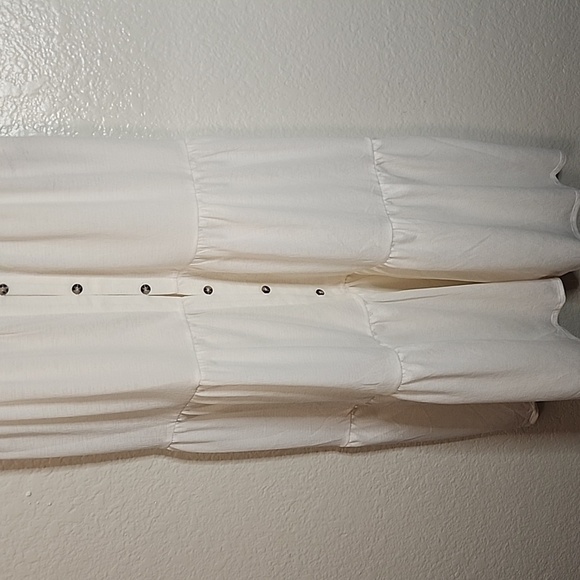 Hurley Solid Button Down Tiered Midi Dress - Picture 6 of 10